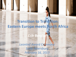 Transition to Transition: Emerging Europe meets North Africa