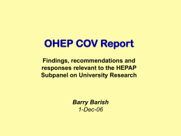 HEPAP Subpanel - University of Hawaii