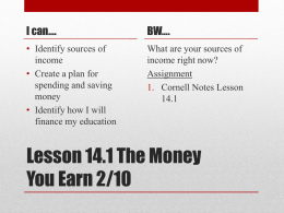 Lesson 14.1 The Money You Earn