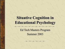 The Situative Perspective in Educational Psychology