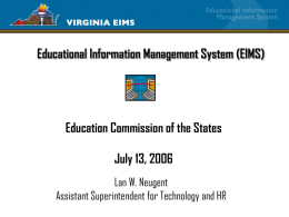 Virginia’s Educational Information Management System EIMS