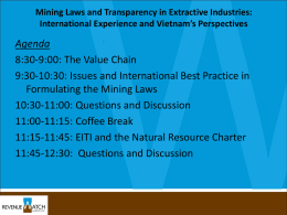 Where We Are in the Extractive Industries Vaue Chain”