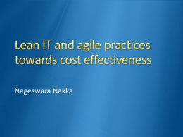Lean IT and Agile Practices Towards Cost Effectiveness