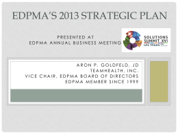 EDPMA Business Meeting: EDPMA's 2013 Strategic Plan