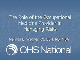 The Role of the Occupational Medicine Provider in