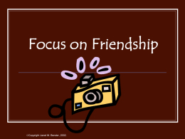 Focus on Friendship - National Center for Youth Issues