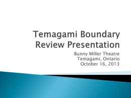 Temagami Boundary Review - Northeastern Catholic District