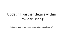 Updating Partner details within Provider Listing
