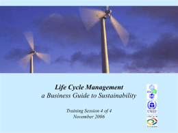 DRAFT UNEP Life Cycle Management Training Kit Part 1