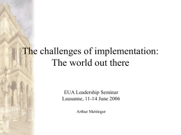 The challenges of implementation: The world out there