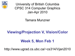 Viewing/Projection V Week 5, Mon Feb 1