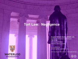 Tort Law: Negligence - University of Waterloo