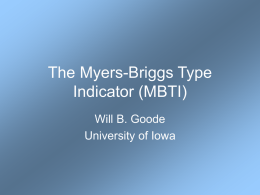 The Myers-Briggs Type Indicator (MBTI)