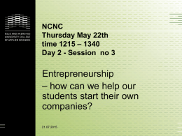 NCNC Thursday May 22th 1215 – 1340 Day 2