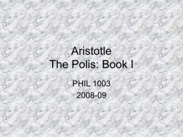 Aristotle The Polis - University of Hong Kong