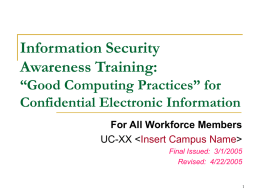 HIPAA Security Awareness Training & “Good Computing Practices”