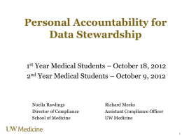 UW School of Medicine Personal Accountability for Data