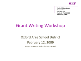 Grant Writing Workshop - Oxford Educational Foundation