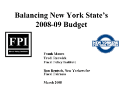 Balancing New York State’s 2008-09 Budget