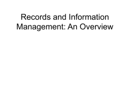 Overview of Records and Information Management
