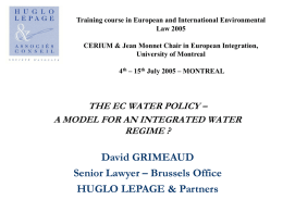 THE EC WATER POLICY - AN INTEGRATED WATER REGIME