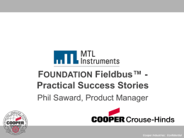 FOUNDATION Fieldbus™ -Practical Success Stories