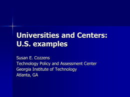 Universities and Centers: An example from the U.S.