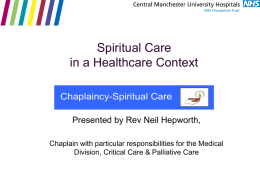 Ward 33 Session: Spiritual Care & Chaplaincy