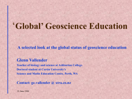Global Geoscience Education - Geoscience Society of New