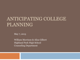 Anticipating College Planning
