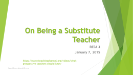 On Being a Substitute Teacher - RESA 3 PRE K-12