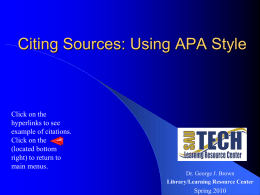 Citing Resources Using MLA Style