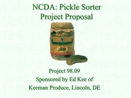 NCDA: Pickle Sorter Project Proposal