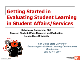 Getting Started in Evaluating Student Learning in Student