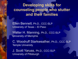 Developing skills for counseling people who stutter and
