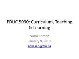 EDUC 5030: Curriculum, Teaching & Learning