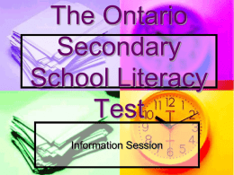 The Ontario Secondary School Literacy Test