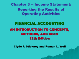 Chapter 3, Income Statement: Reporting the Results of