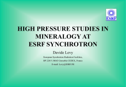 HIGH PRESSURE STUDIES IN MINERALOGY AT ESRF …