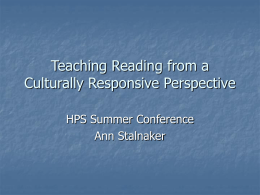 Teaching Reading from a Culturally Responsive Perspective