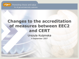 Changes to the accreditation of measures between EEC2 and …