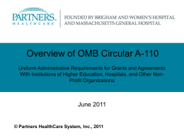 Overview of OMB Circular A-110