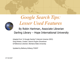 Google Search Tips: Lesser Used Features