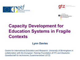 Capacity Development for Education Systems in Fragile Contexts