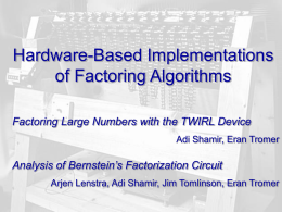 Hardware-Based Parallelization of Factoring Algorithms