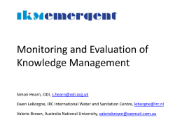 Monitoring and Evaluation of Knowledge Management