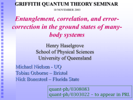 Griffith University Quantum Theory Seminar