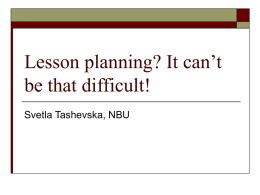Lesson planning? It can’t be that difficult!