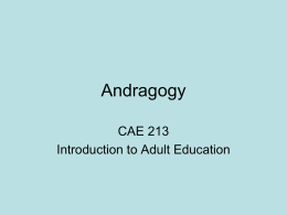 Andragogy - Adult Education Portfolio