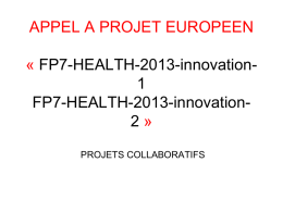 APPEL A PROJET EUROPEEN - Recherche Clinique Paris Centre